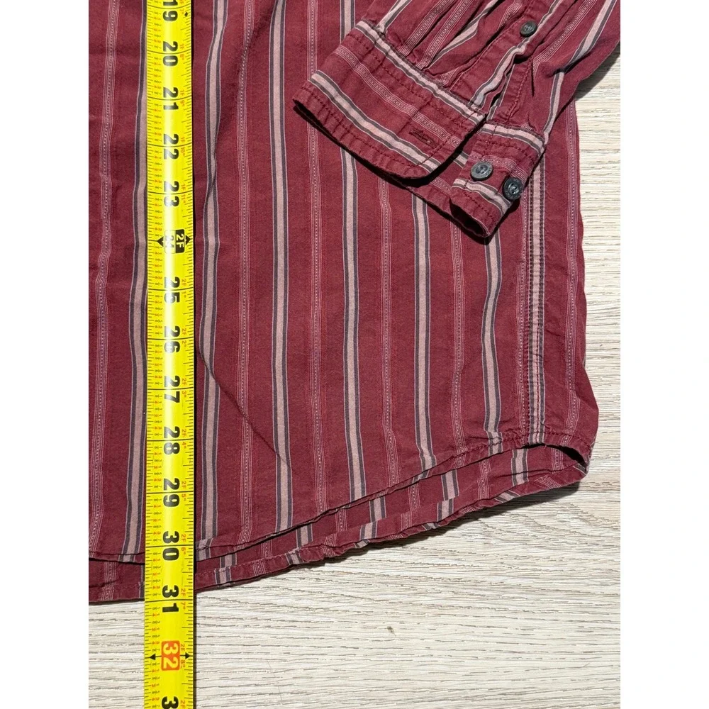 Y2K / Mid-2000s The North Face M Series Striped Button Front Shirt Burgundy XL
